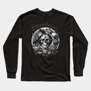 Samhain pagan halloween decorated skull Long Sleeve T-Shirt